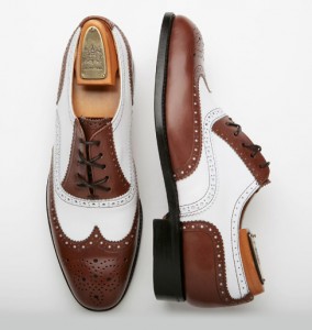 zapatos hombre Bow tie oxford marrón y blanco